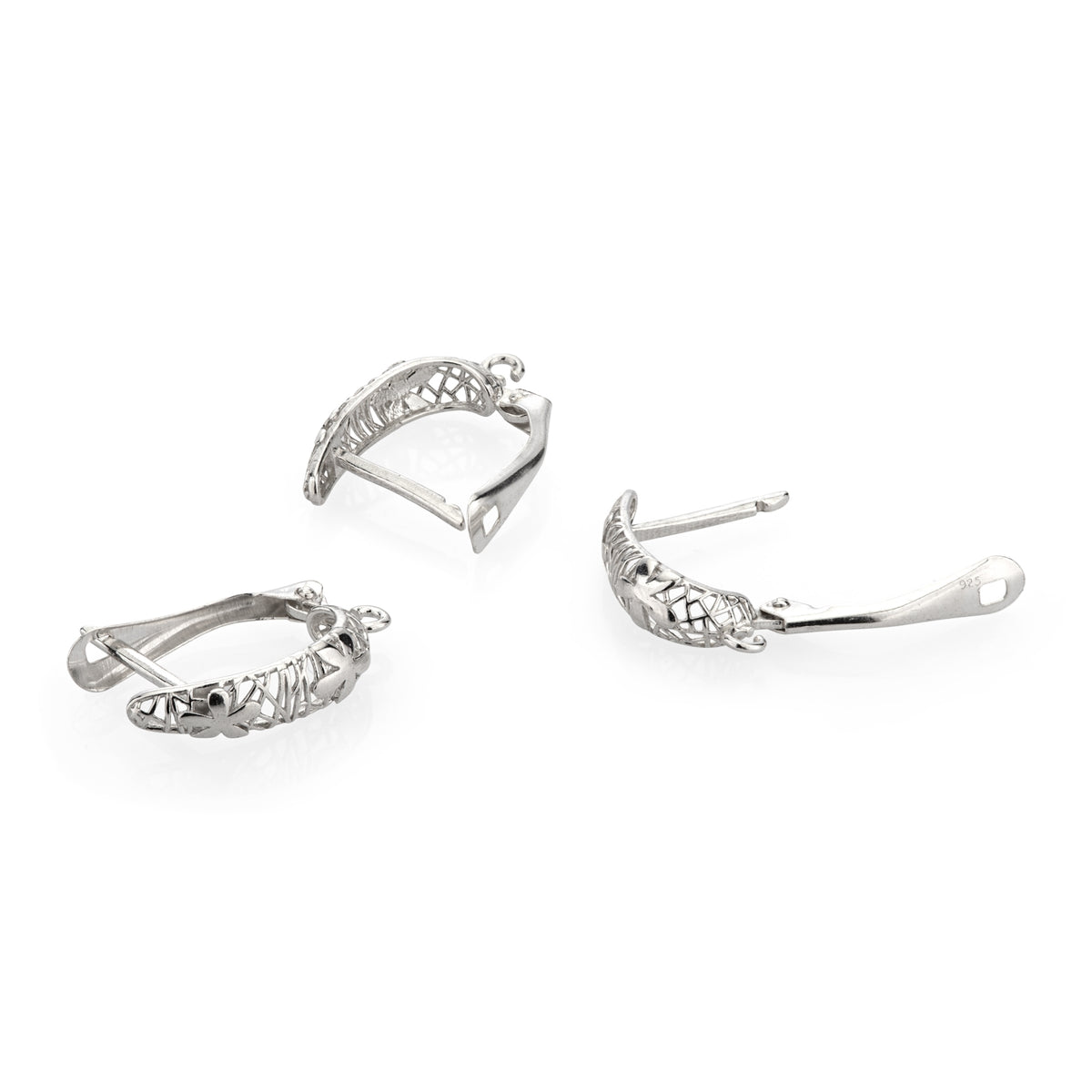 Sterling Silver Decorative Secure Earring Back with Open Ring
