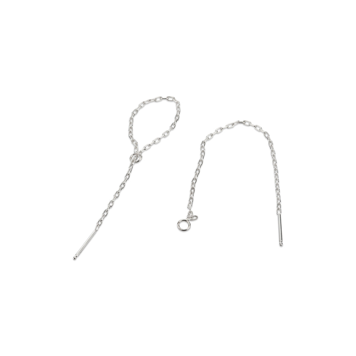 Sterling Silver Post Threader Cable Chain Earring with Open Jump Ring