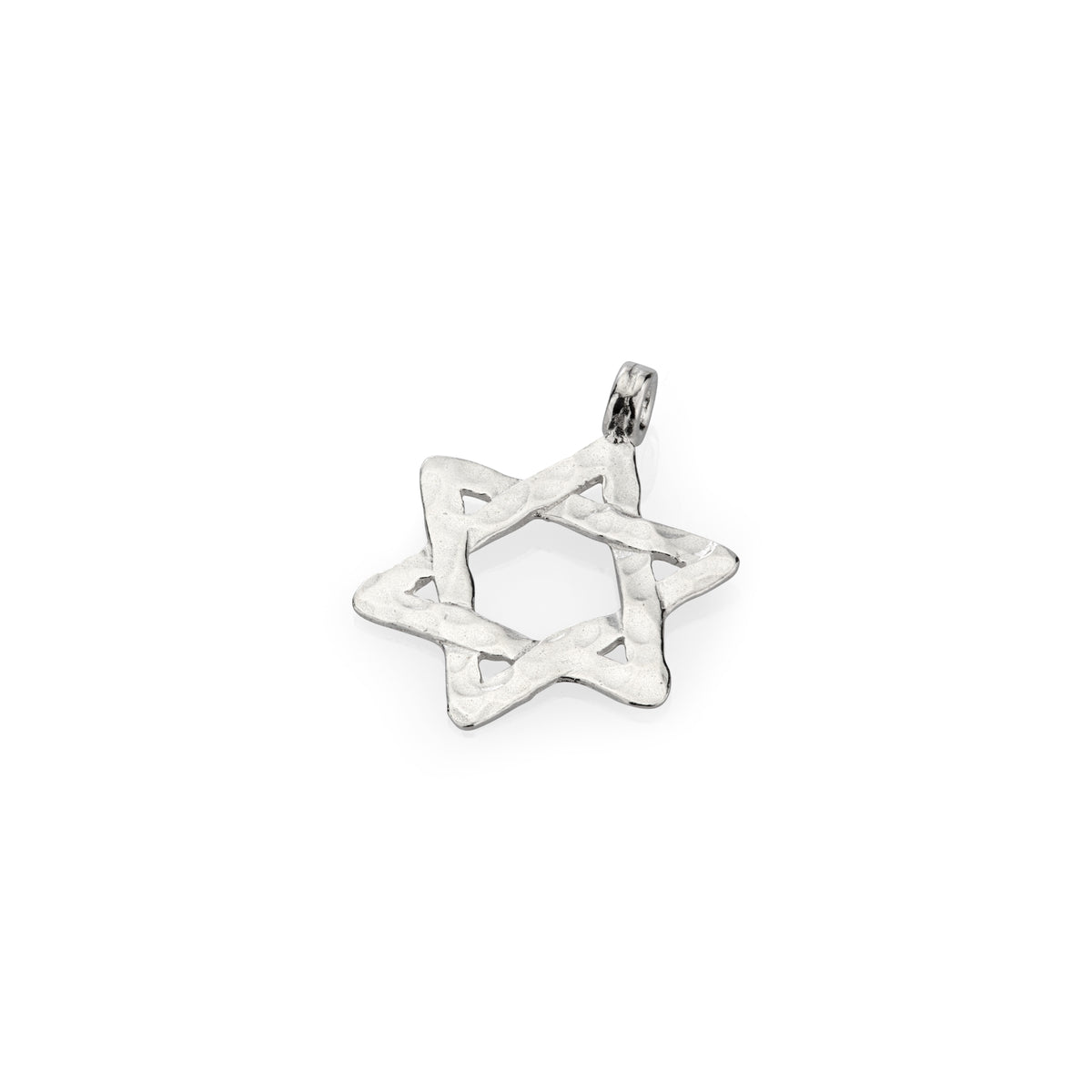Sterling 925 Silver Hammered Star Of David Charm Pendant