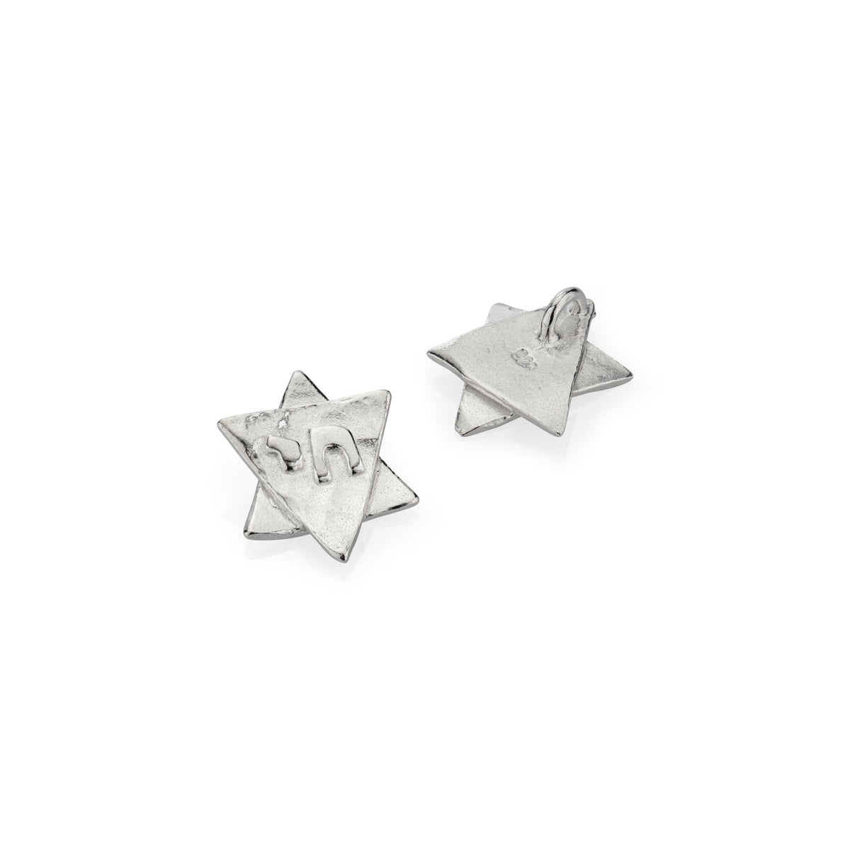 Sterling 925 Silver Star of David Charm Pendant with Chai