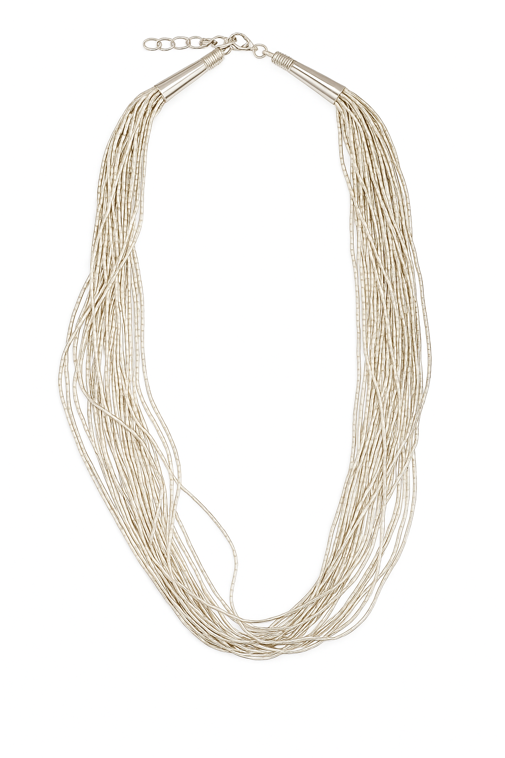 925 Sterling Silver Silver layered necklace, tubular 45 cm