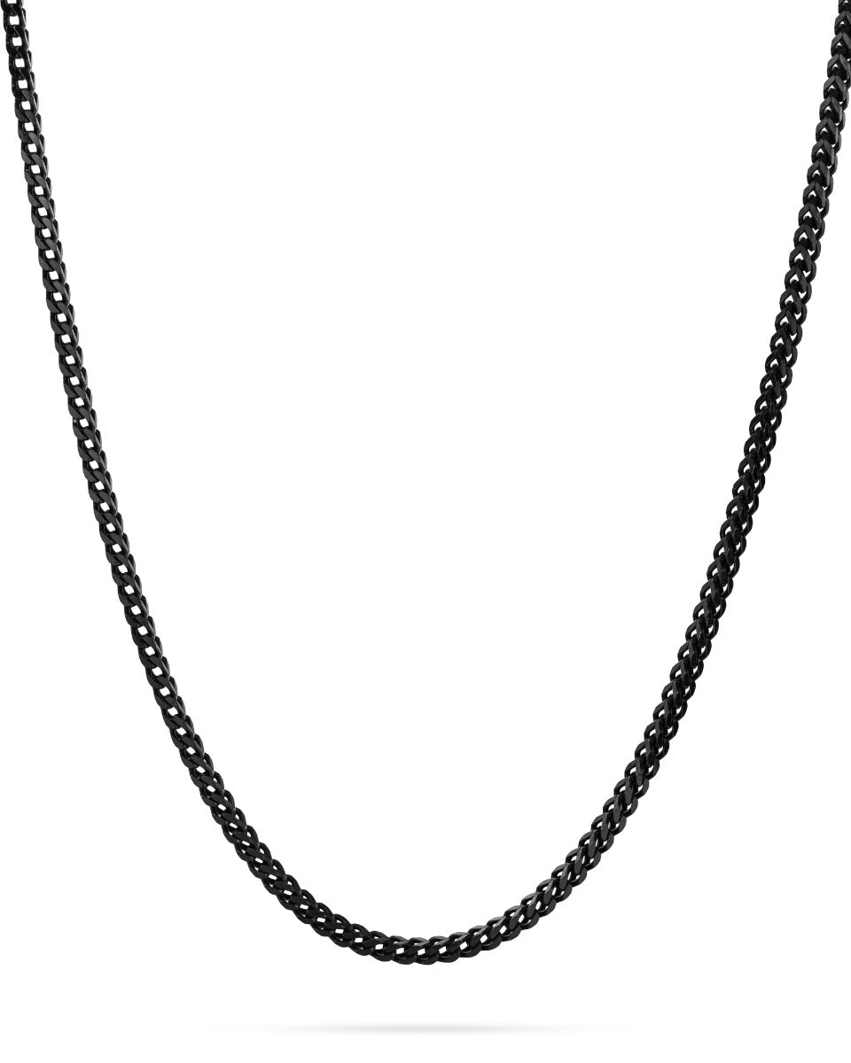 925 Sterling Silver Black Foxtail Chain 2.5mm