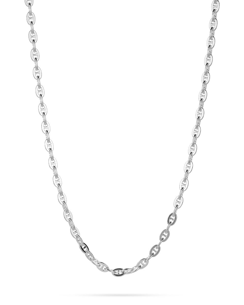 925 Sterling Silver Flat Mariner Link Chain 7.4x4.5mm