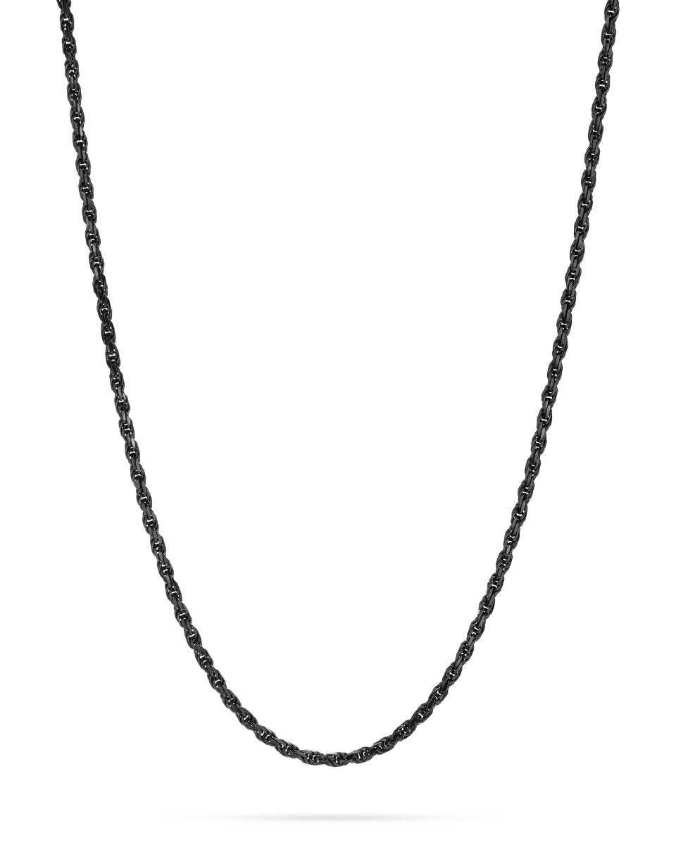 925 Sterling Silver Black Rope Chain 2.7mm