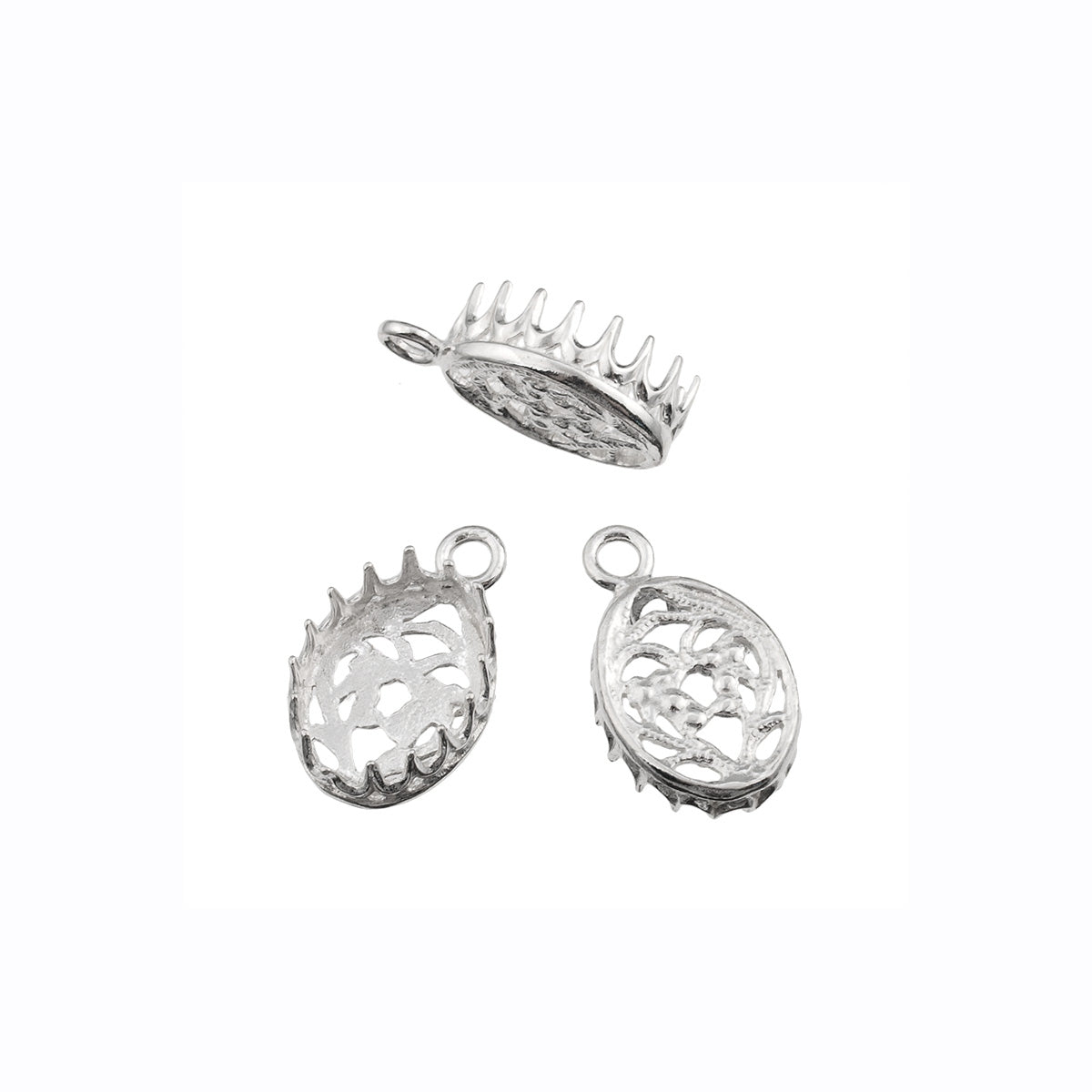 Sterling Silver Bezel Cup 10/12 mm Gallery 1117H Bottom Gallery 3331 +Ring