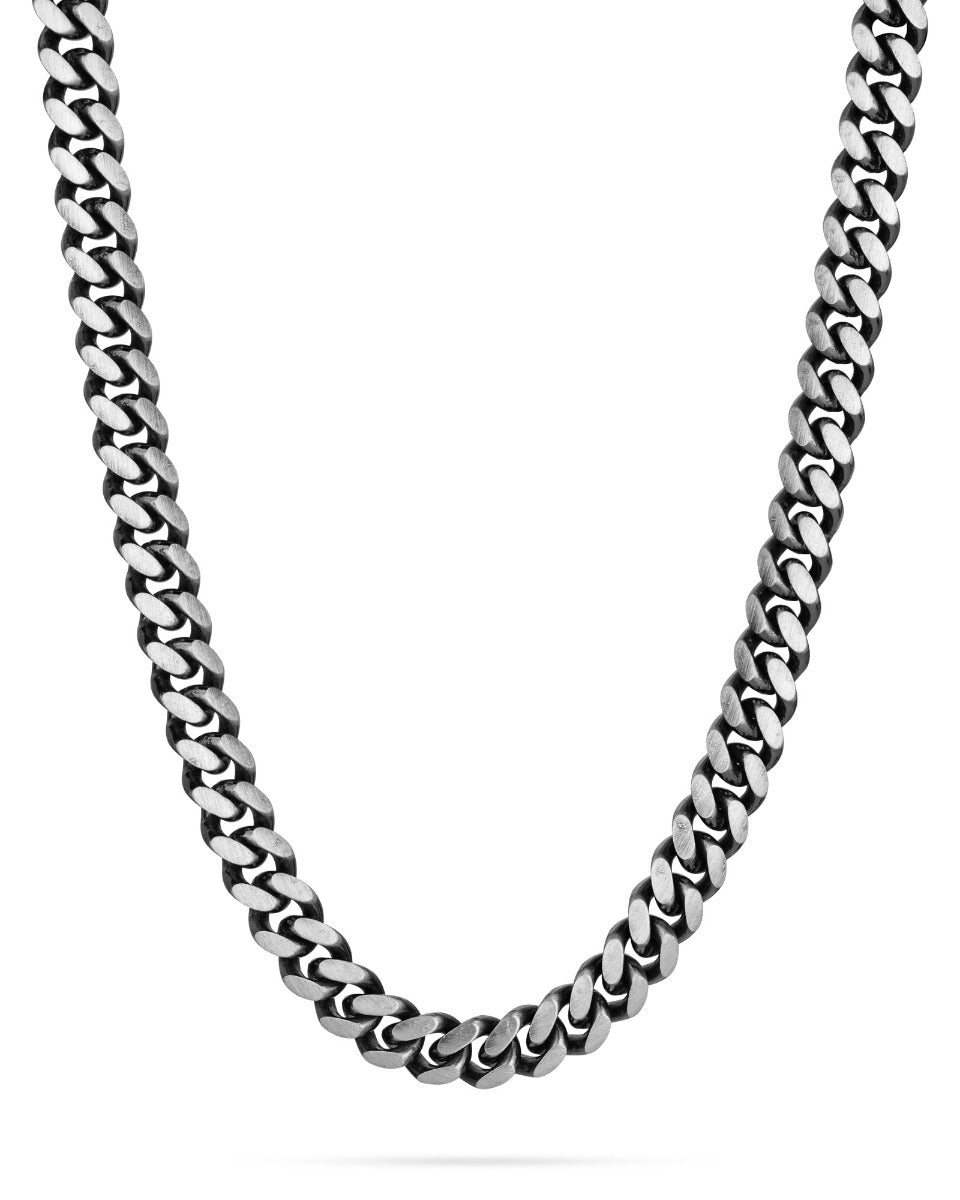 Oxidized 925 Sterling Silver Curb Link Chain 6.66X9.15mm