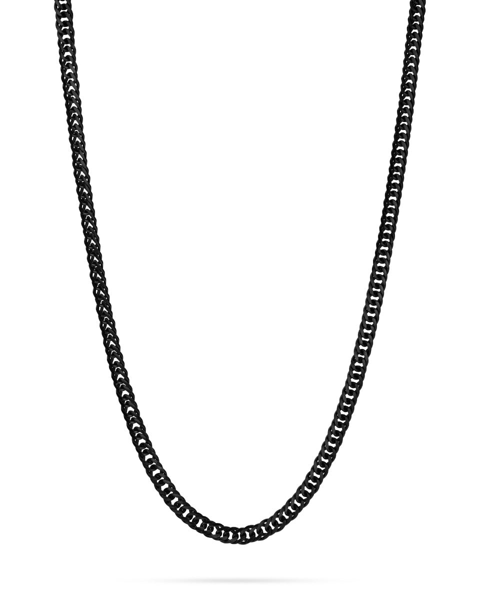 925 Sterling Silver Black Flat Curb Link Chain1.9X5mm