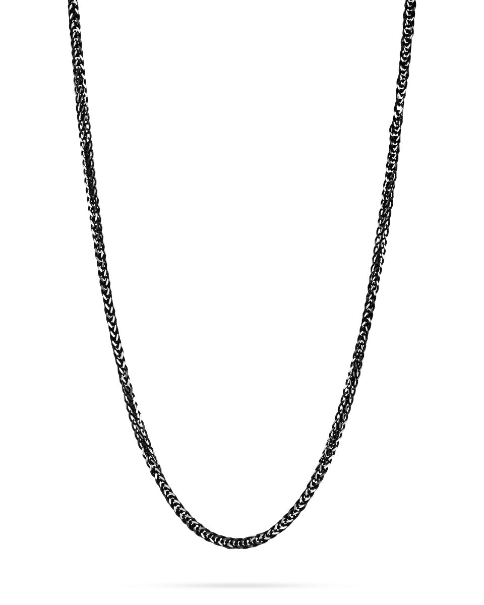 925 Sterling Silver Blackened Spiga Diamanta Chain 3.5mm