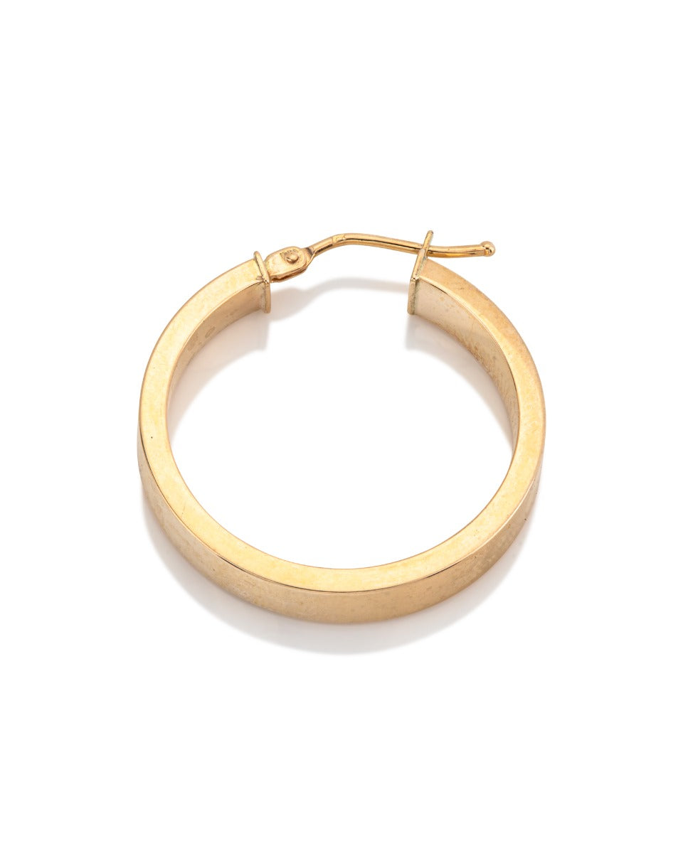 14KY Gold Rectangular Hoop Earring 4x1.8x20mm