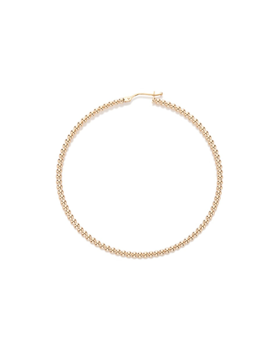 14KY Gold Beaded Wire Hoop Earring 2x55mm
