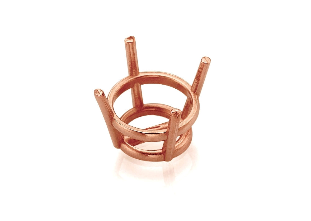 14K Rose Gold Round 6mm 4 Prongs basket w/seats