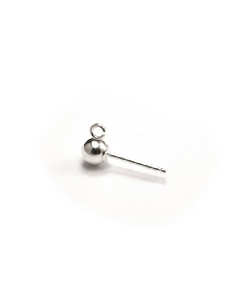 925 Sterling Silver Ball Earring W/Ring 3mm