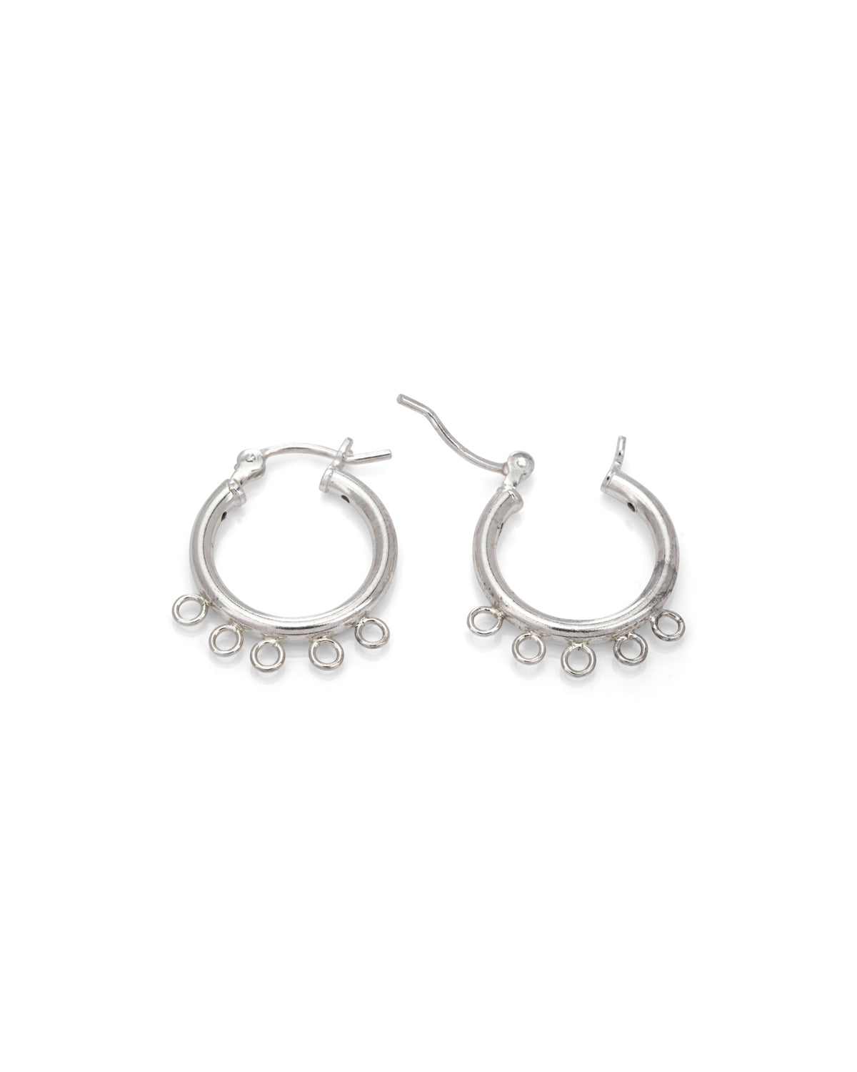 Sterling Silver 14mm Tube Hoop Earring W/5 Loops