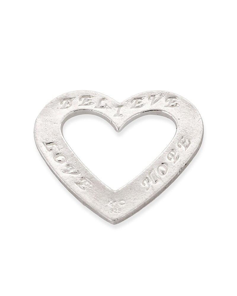 925 Sterling Silver Hollowed Heart - Joy Love Peace