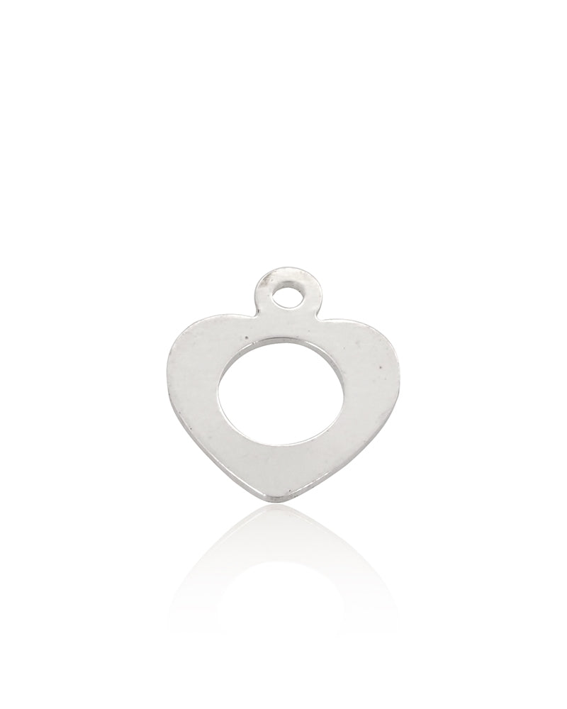 925 Sterling Silver Flat Plain Hollowed Heart Pendant