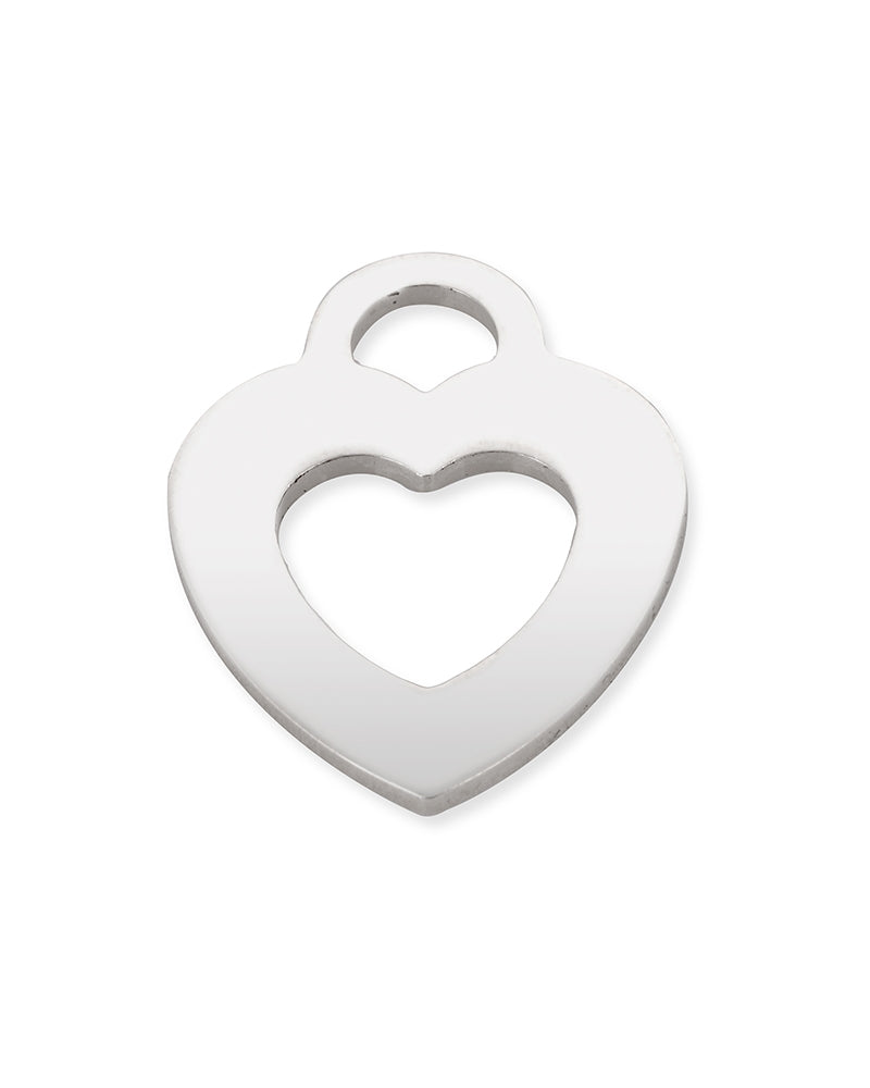 925 Sterling Silver Flat Hollowed Heart Pendant 20.5mm