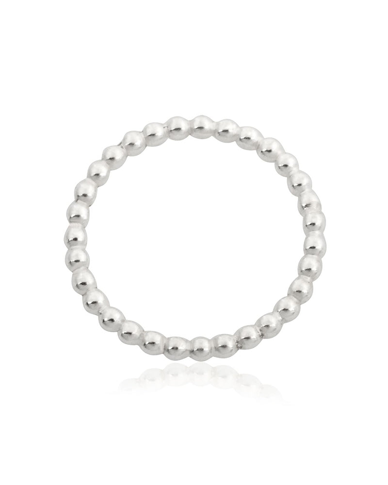 925 Sterling Silver 2mm Pearl Wire Ring Size 6