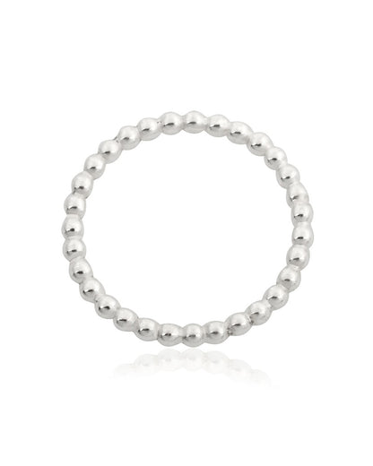 925 Sterling Silver 2mm Pearl Wire Ring Size 6