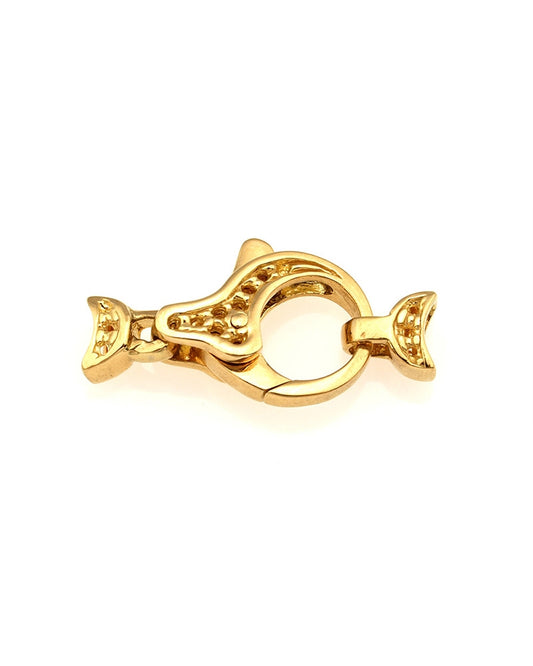 18K Yellow Gold Medium Round Fishlock Clasp 16mm