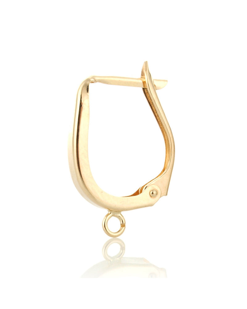 14K Yellow Gold Lg Click-In Leverback W/Ring