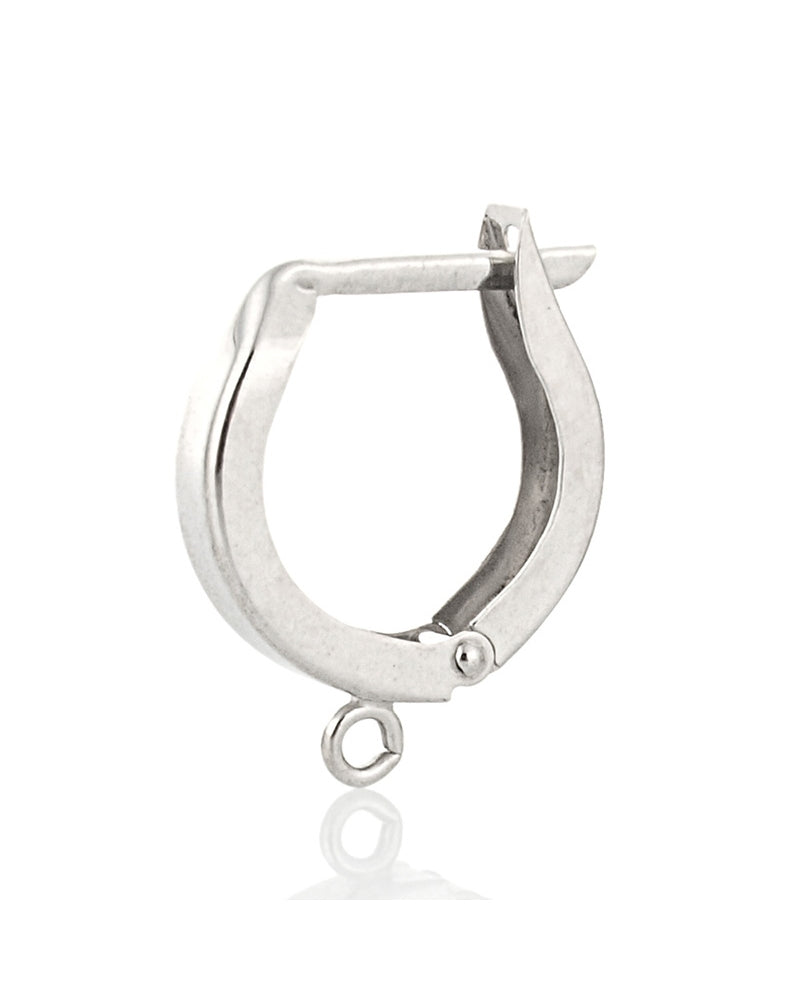 14K White Gold Sm Click-In Leverback W/Ring