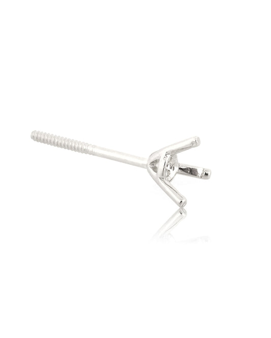 14K White Gold 3.5mm Round Martini Setting Erring W/Seats & Threaded Post