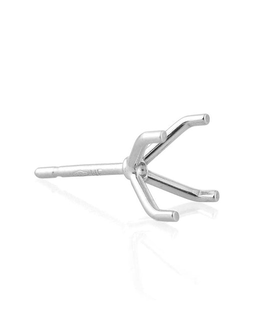 18K White Gold 3 Prong Martini Cast Earring 4mm (20-28-4414)