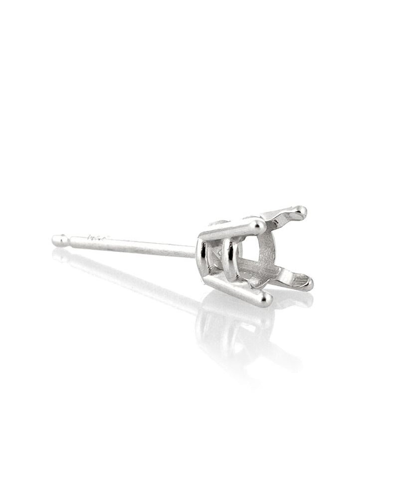 14K White Gold Round Basket Earring Setting W/Seats 3mm (39402-03Fa-000)