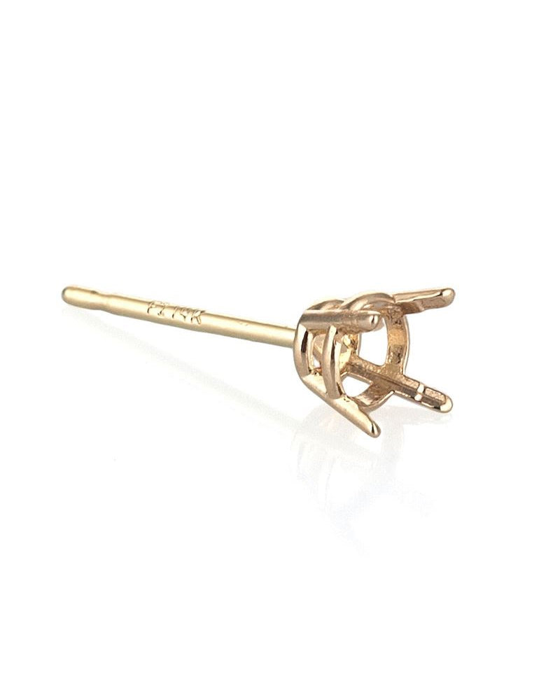 14K Yellow Gold Round Basket Earring Setting W/Seats 4mm (39404-02Fa-000)
