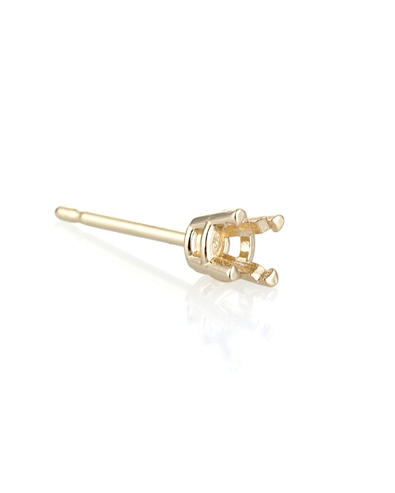 14K Yellow Gold Round Basket Earring W/Seats 3.5mm (39403-02Fa-000)