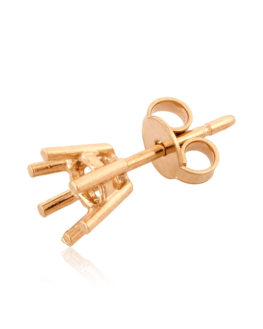 18K White Gold 6 Prongs Cast Earring  Basket + Earnut 5mm (50Pt)