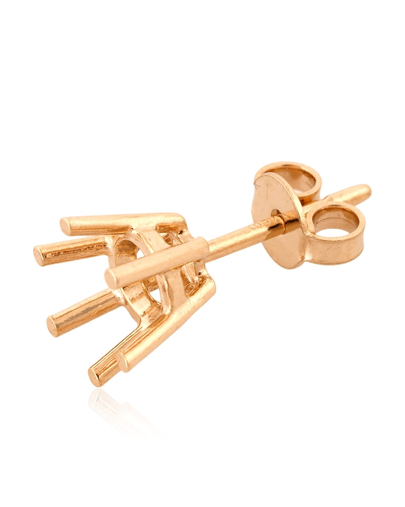 18K White Gold 6 Prongs Cast Earring  Basket + Earnut 5.4mm (65Pt)