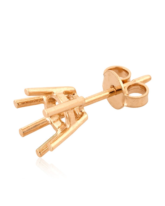 18K White Gold 6 Prongs Cast Earring  Basket + Earnut 5.4mm (65Pt)