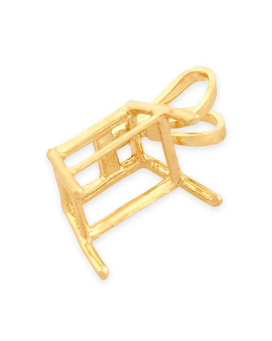 14K Yellow Gold Emerald 1Ct (7X5mm) 4Prg Basket Cast Pendant