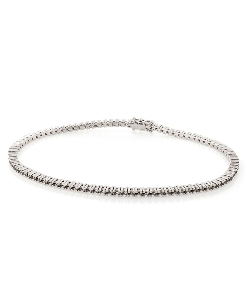 14K White Gold Tennis Bracelet 18Cm Long For 3Pt Round Stones