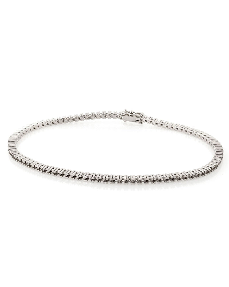 18K White Gold Tennis Bracelet 18Cm Long For 9-10Pt Round Stones