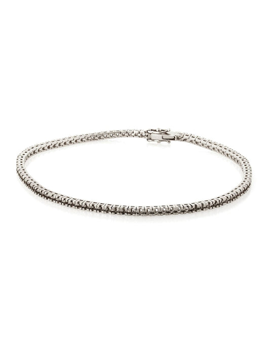 18K White Gold Square Tennis Bracelet 18Cm Long For 1Pt Round Stones