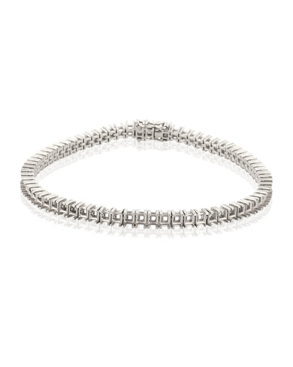 18K White Gold Tennis Bracelet 18Cm Long For 12Pt Square Stones
