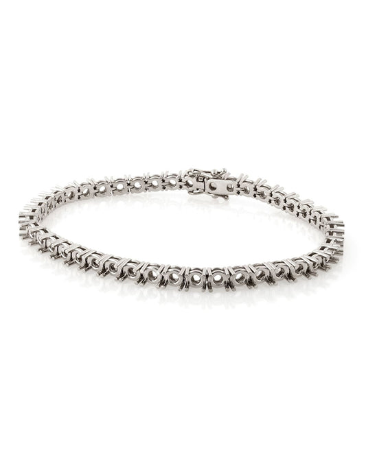 18K White Gold Tennis Bracelet 18Cm Long For 50Pt Round Stones