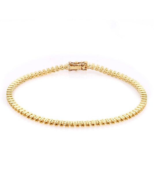 18K Yellow Gold Tennis Bracelet 18Cm Long For 2Pt Round Stones