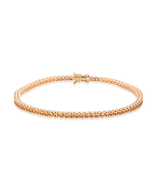 18K Rose Gold Square Setting Tennis Bracelet 18Cm Long For 2Pt Round Stones