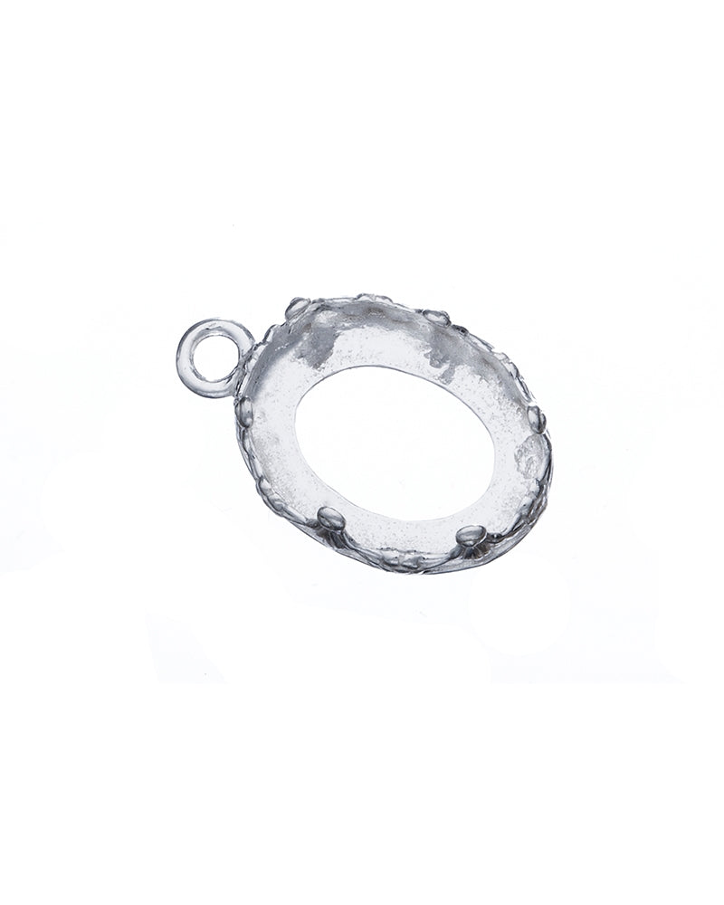 Sterling Silver Bezel Cup 12/16 mm Gallery 1231H Flat Back +Ring