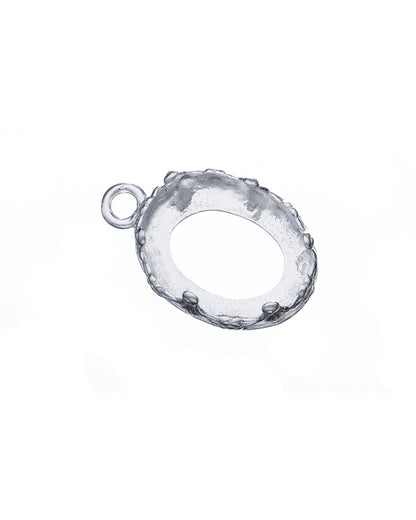 Sterling Silver Bezel Cup 12/16 mm Gallery 1231H Flat Back +Ring