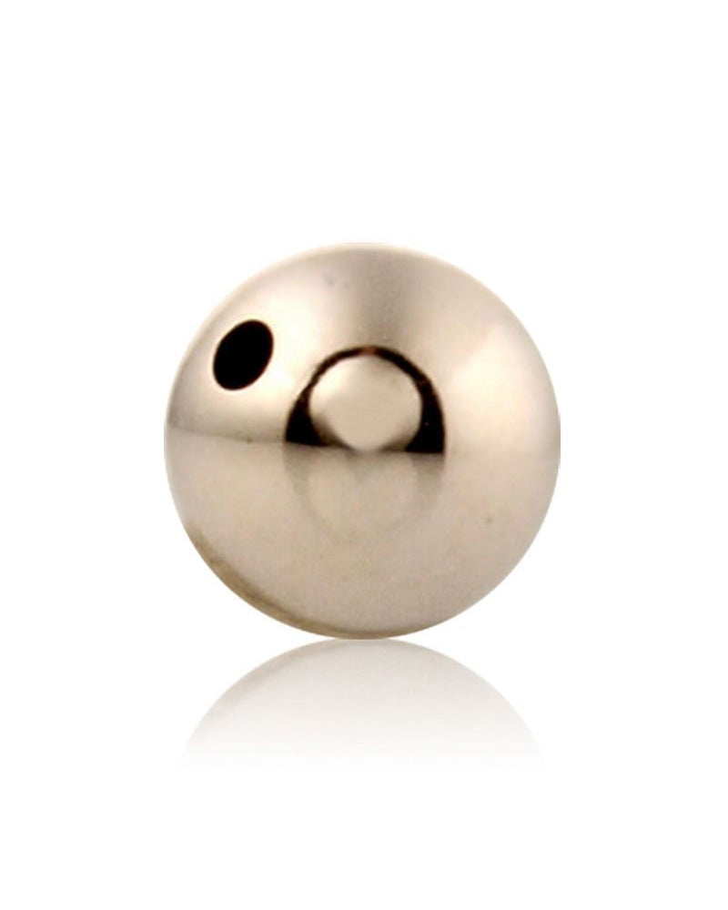18K White Gold Seamless Round Bead 8mm (Hole 0.65-0.70mm)