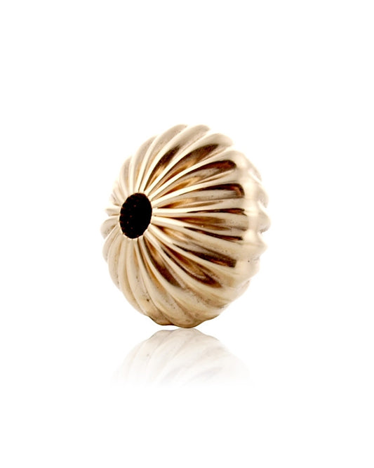 14K Yellow Gold Flattened Corrugated Bead 9.75X5.8mm (064Bfs67500001)