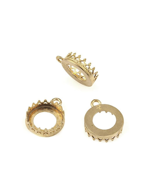 Brass Bezel Cup 12mm Gallery 714H Flat Back +Ring