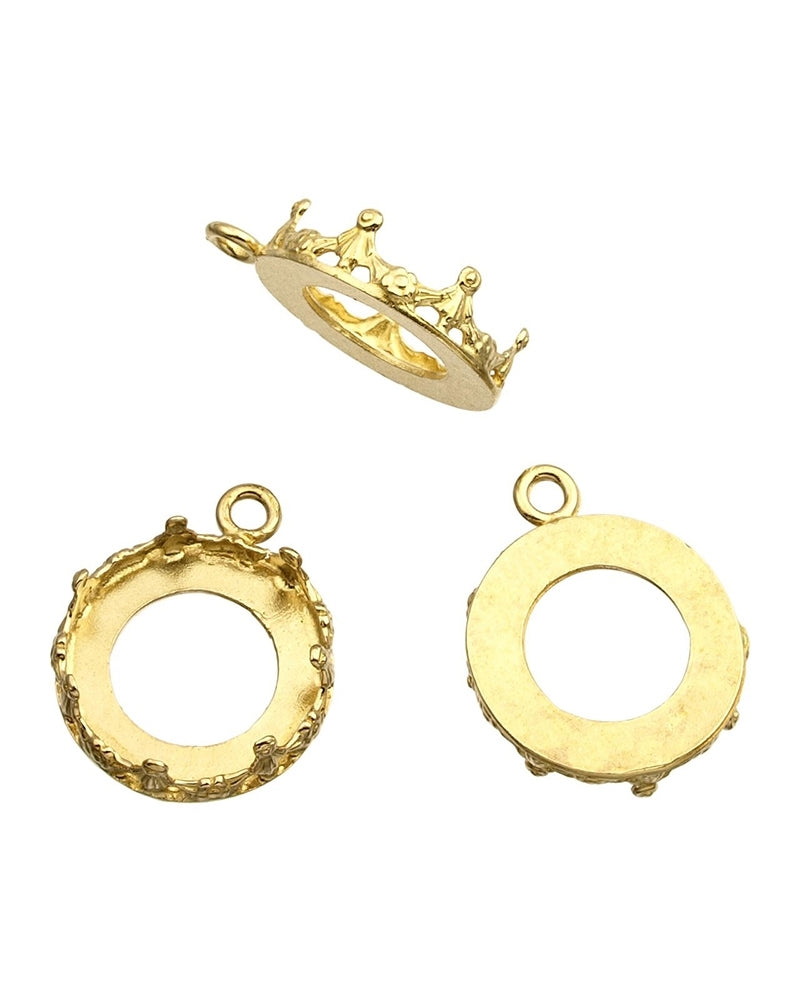 Brass Bezel Cup 14mm Gallery 1231H Flat Back +Ring