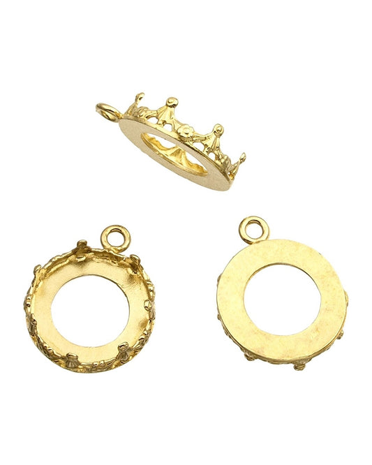 Brass Bezel Cup 14mm Gallery 1231H Flat Back +Ring