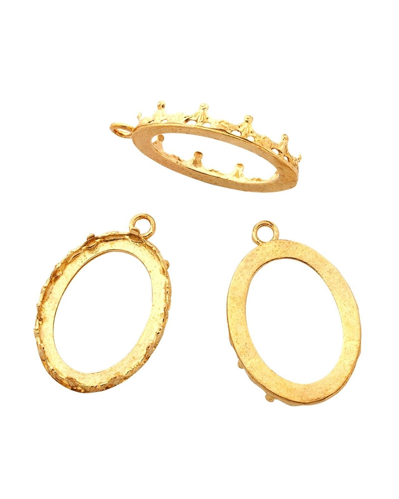 Brass Bezel Cup 18/25 Gallery 1231H Flat Back +Ring