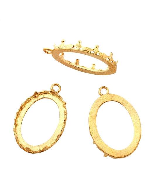 Brass Bezel Cup 18/25 Gallery 1231H Flat Back +Ring